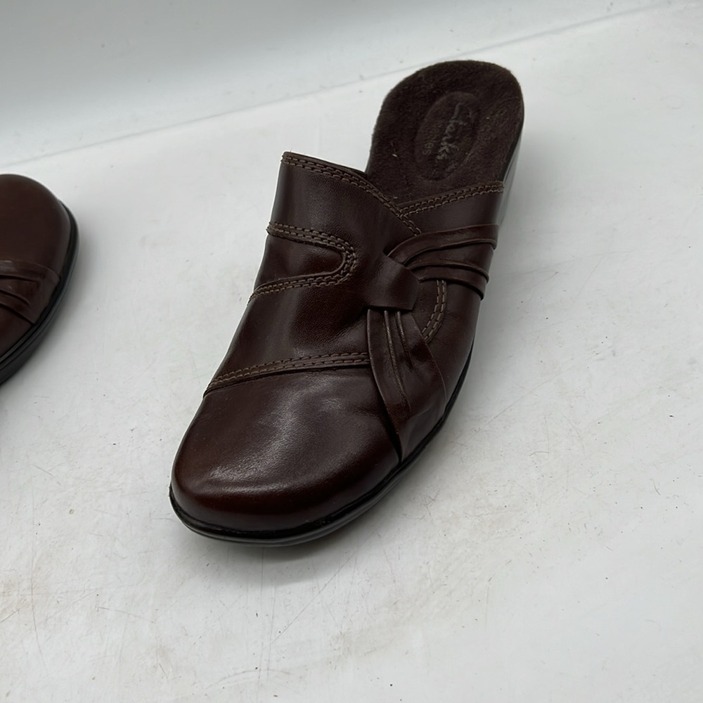 Clarks Bendables 62896 Dark Brown Leather Slip On Comfort Mule Clogs Size 7 - Picture 6 of 6